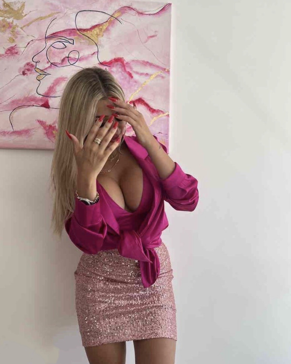 Falda sequin pink